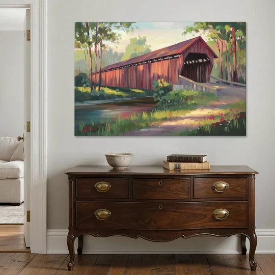 Ashland Covered Bridge - Canvas Wall Art - Coffee Table - 60x40