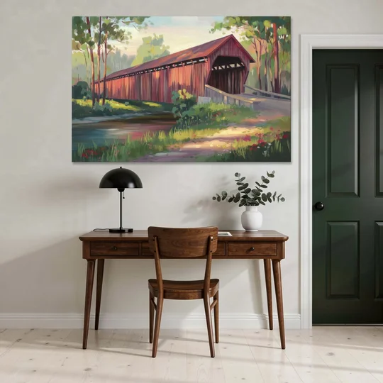 Ashland Covered Bridge - Canvas Wall Art - Office - 60x40