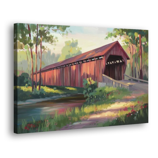 Ashland Covered Bridge - Canvas Wall Art - Side