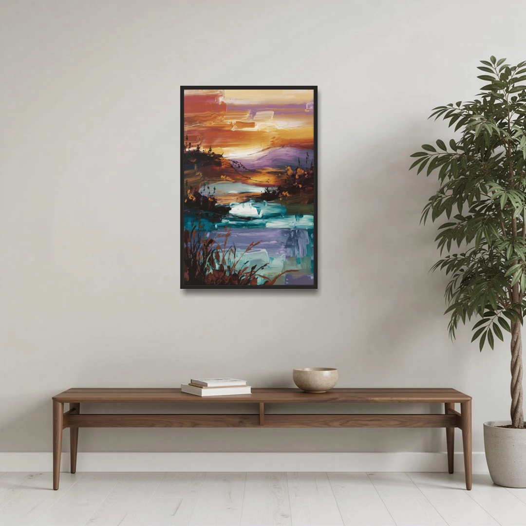 Ashland Evening Glow - Black Framed Canvas Wall Art - Coffee Table - 24x36