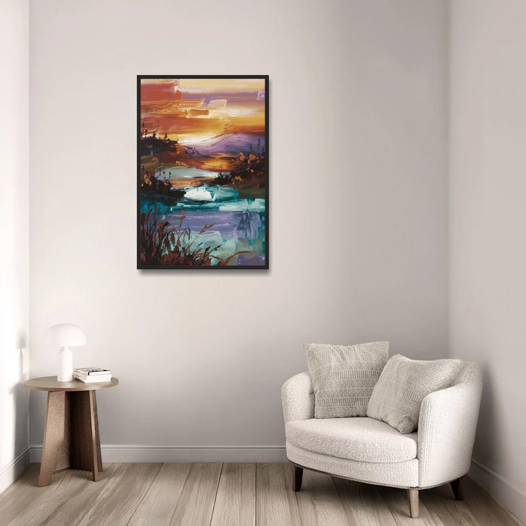 Ashland Evening Glow - Black Framed Canvas Wall Art - Sofa - 24x36