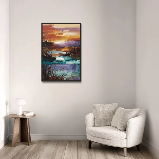 Ashland Evening Glow - Black Framed Canvas Wall Art - Sofa - 24x36