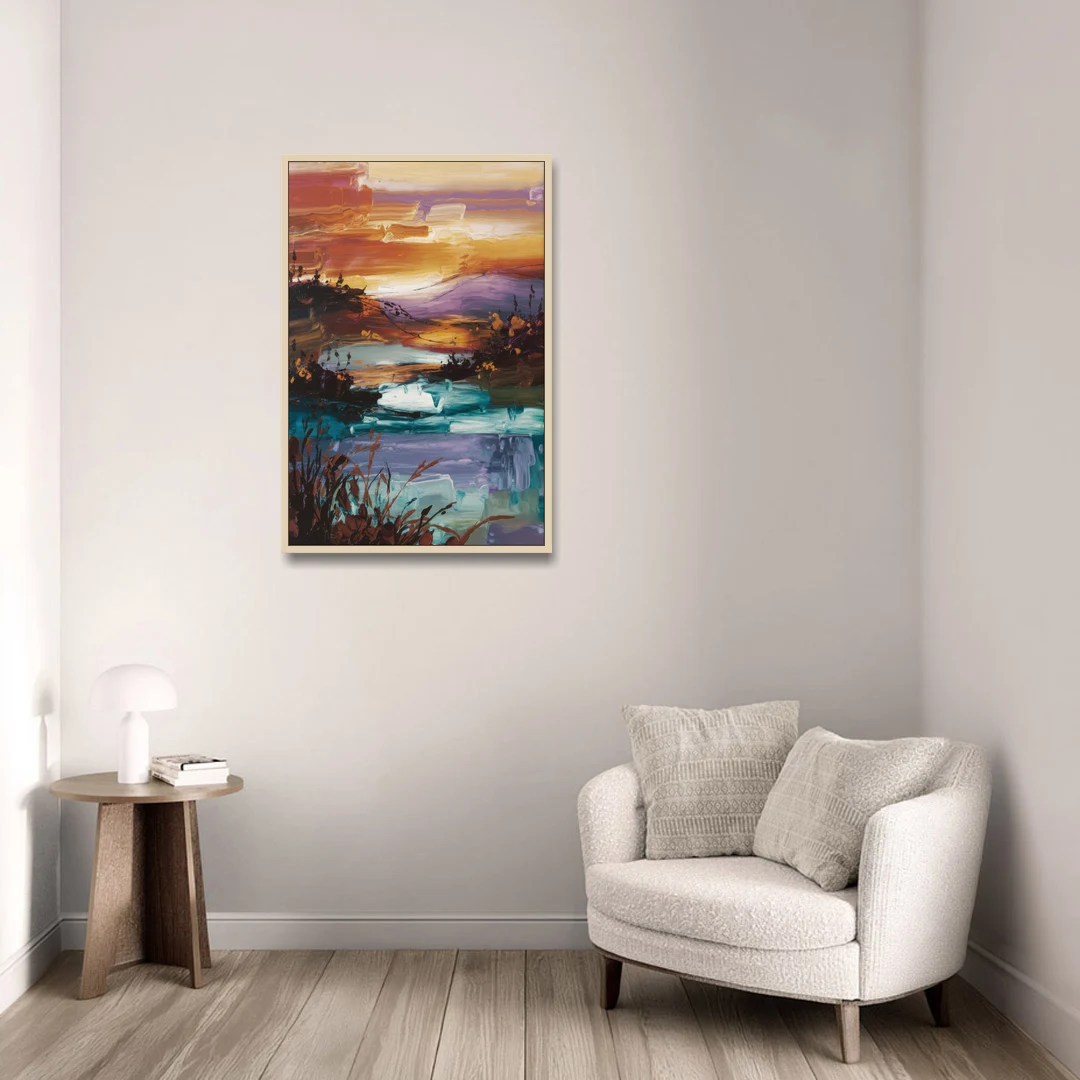Ashland Evening Glow - Oak Framed Canvas Wall Art - Sofa - 24x36