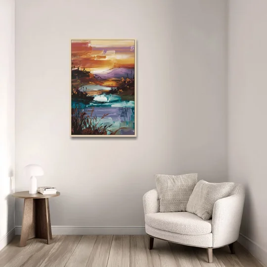 Ashland Evening Glow - Oak Framed Canvas Wall Art - Sofa - 24x36