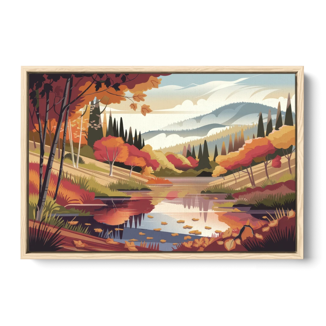 Ashland Fall Foliage - Oak Framed Canvas Wall Art - Front