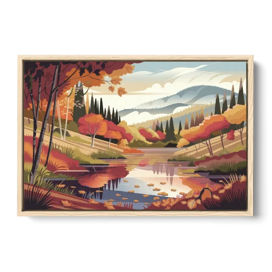 Ashland Fall Foliage - Oak Framed Canvas Wall Art - Front