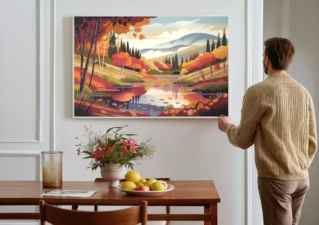 Ashland Fall Foliage canvas wall art above a dining table