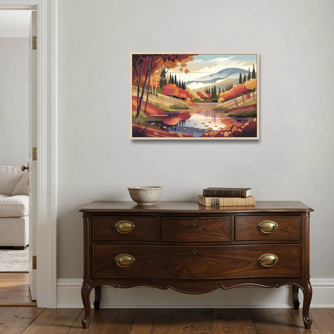 Ashland Fall Foliage - Oak Framed Canvas Wall Art - Coffee Table - 36x24
