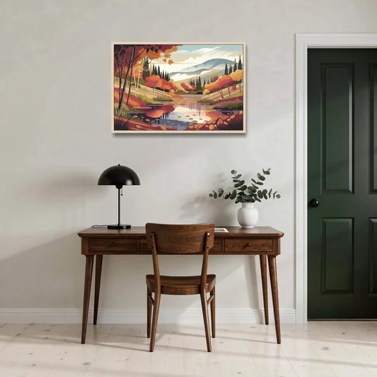 Ashland Fall Foliage - Oak Framed Canvas Wall Art - Office - 36x24