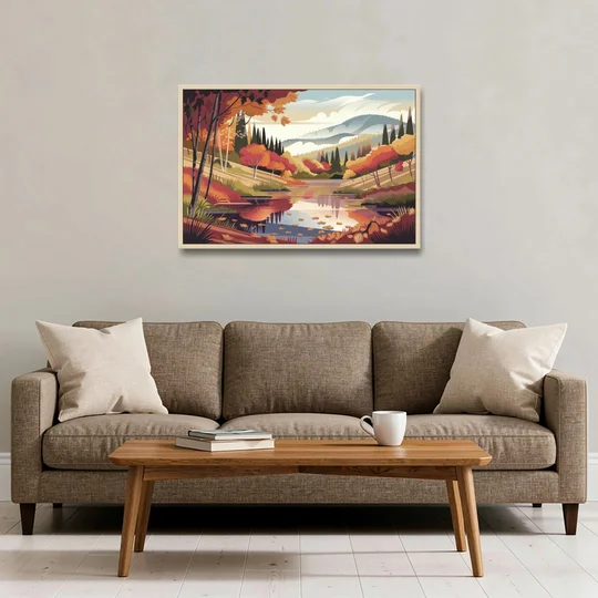 Ashland Fall Foliage - Oak Framed Canvas Wall Art - Sofa - 36x24