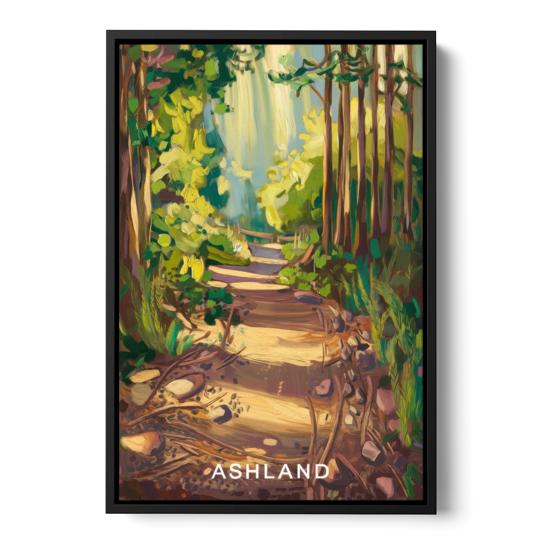 Ashland Hiking Paths - Black Framed Canvas Wall Art - Front