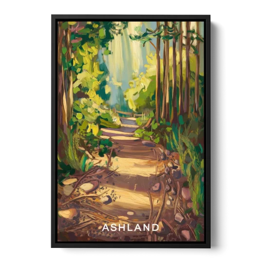 Ashland Hiking Paths - Black Framed Canvas Wall Art - Front