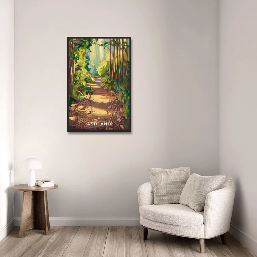 Ashland Hiking Paths - Black Framed Canvas Wall Art - Sofa - 24x36