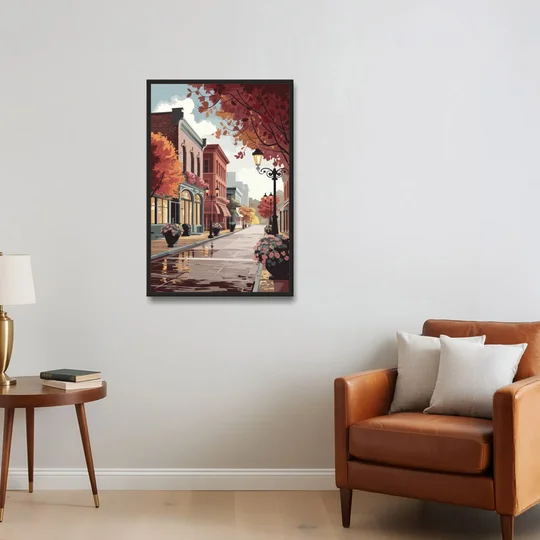 Ashland Historic Downtown - Black Framed Canvas Wall Art - Sofa - 24x36