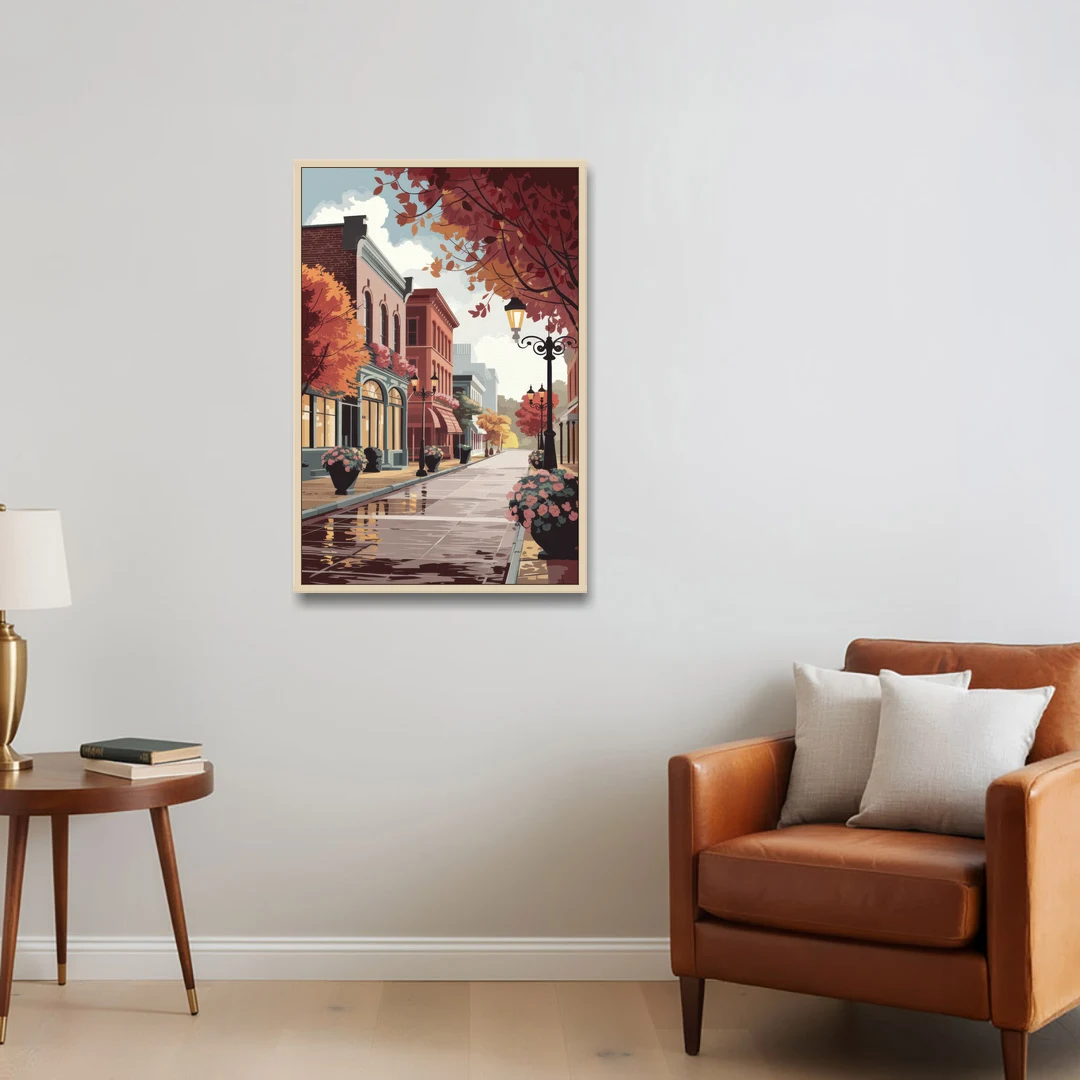 Ashland Historic Downtown - Oak Framed Canvas Wall Art - Sofa - 24x36