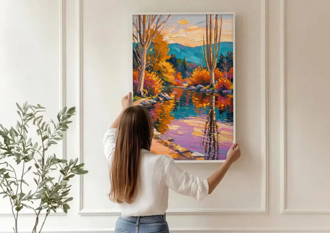 Ashland Local Park Serenity canvas wall art being hung on a paneled wall