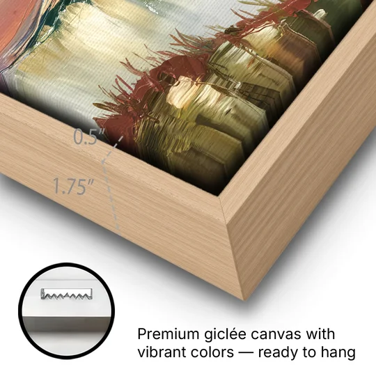 Ashland Mountain View - Oak Framed Canvas Wall Art - Gallery Wrap Corner