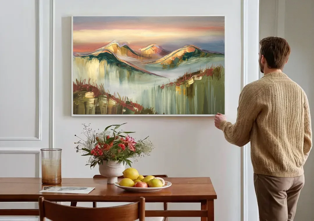 Ashland Mountain View canvas wall art above a dining table