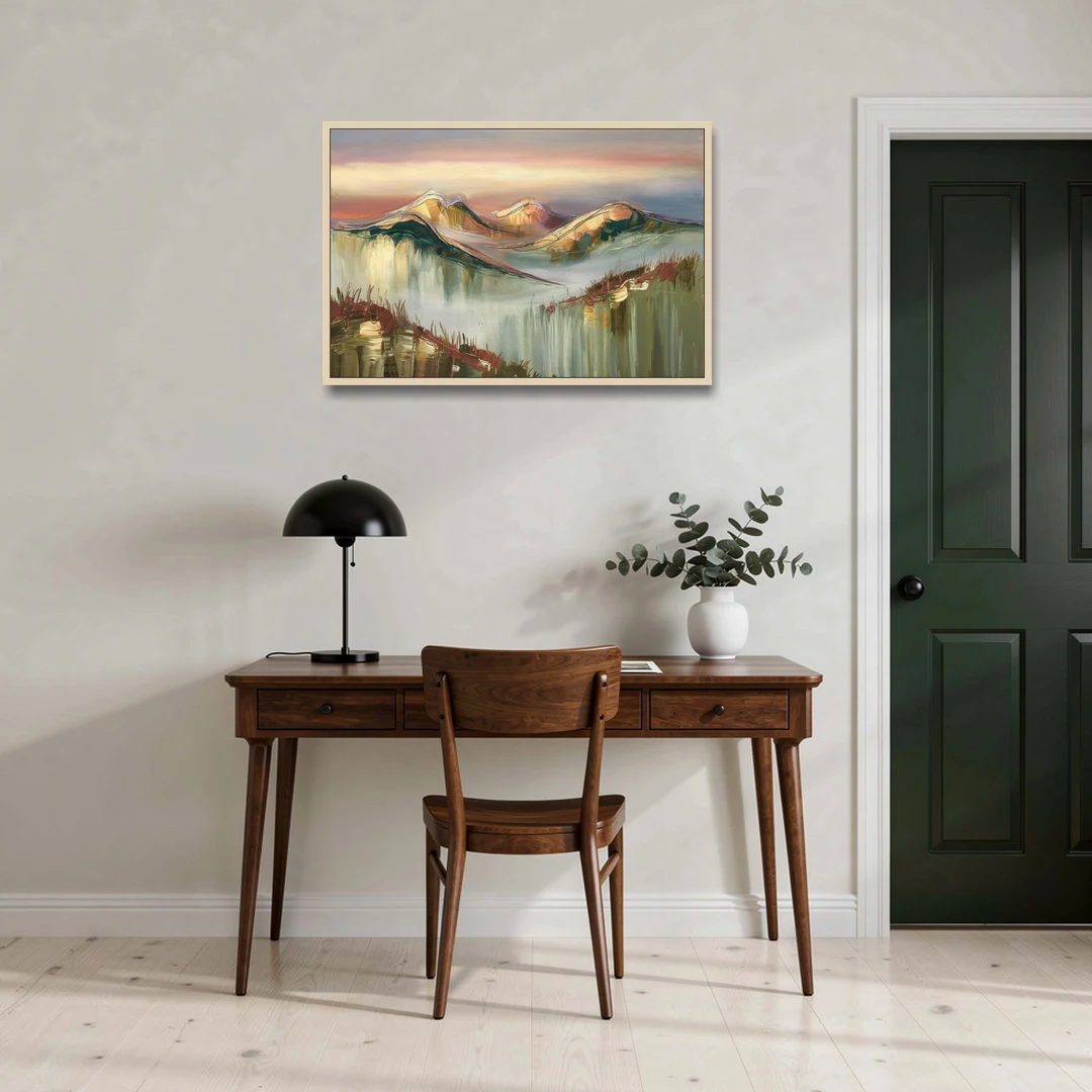 Ashland Mountain View - Oak Framed Canvas Wall Art - Office - 36x24