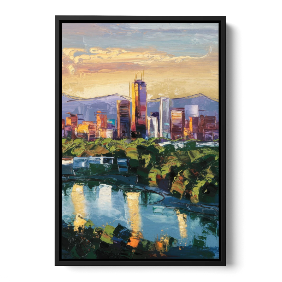 Ashland Skyline at Sunset - Black Framed Canvas Wall Art - Front