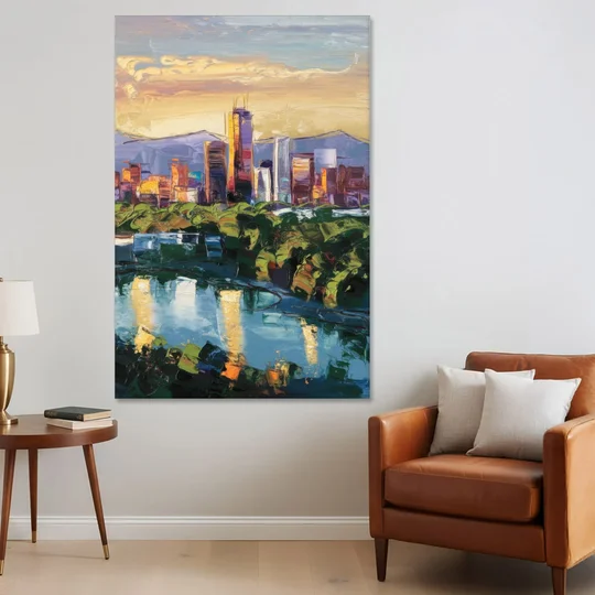 Ashland Skyline at Sunset - Canvas Wall Art - Sofa - 40x60