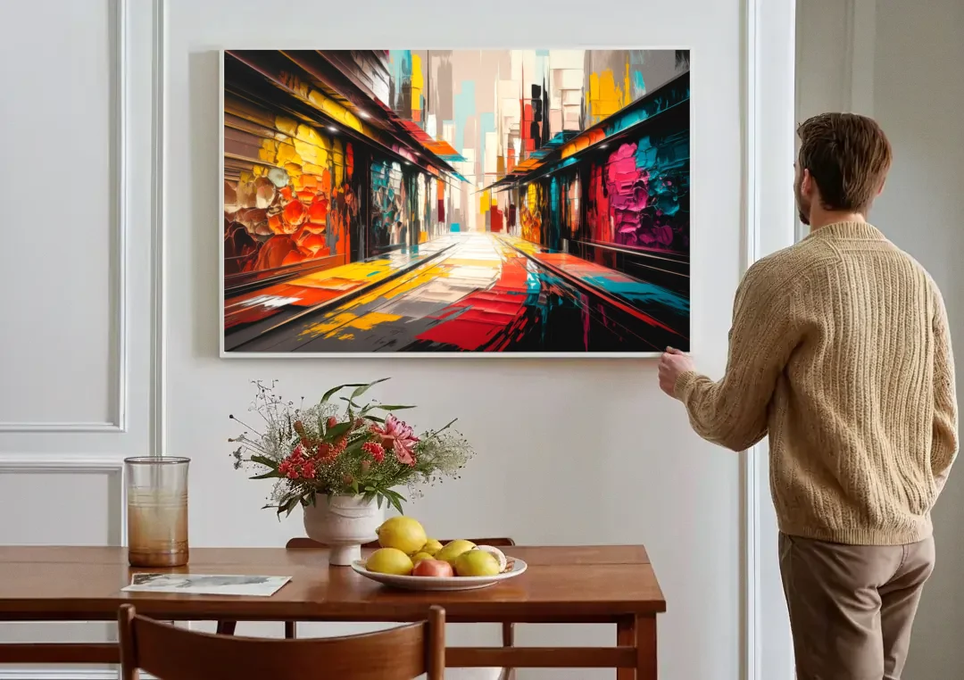 Ashland Street Art Vibes canvas wall art above a dining table