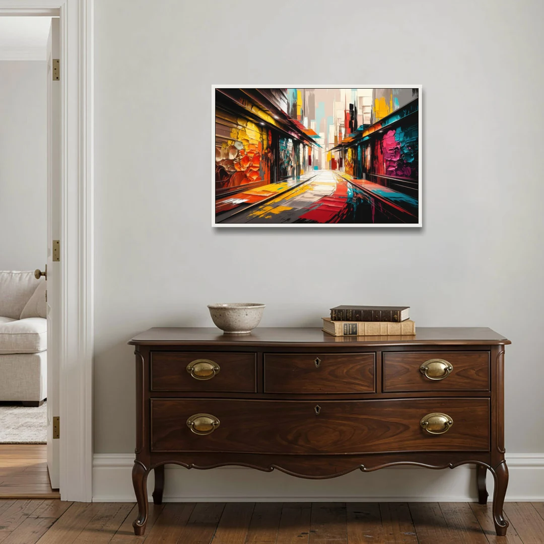 Ashland Street Art Vibes - White Framed Canvas Wall Art - Coffee Table - 36x24