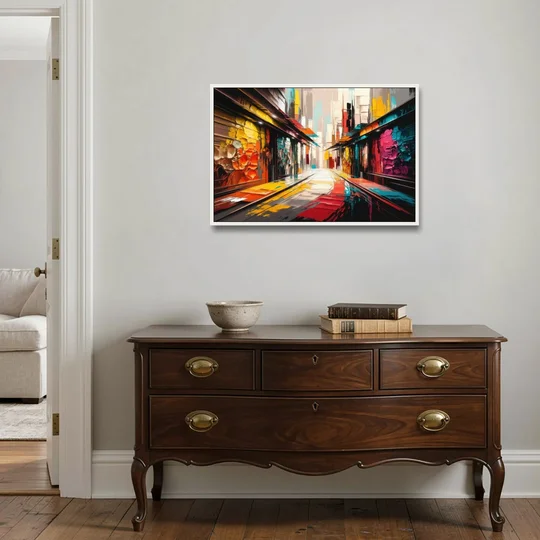 Ashland Street Art Vibes - White Framed Canvas Wall Art - Coffee Table - 36x24