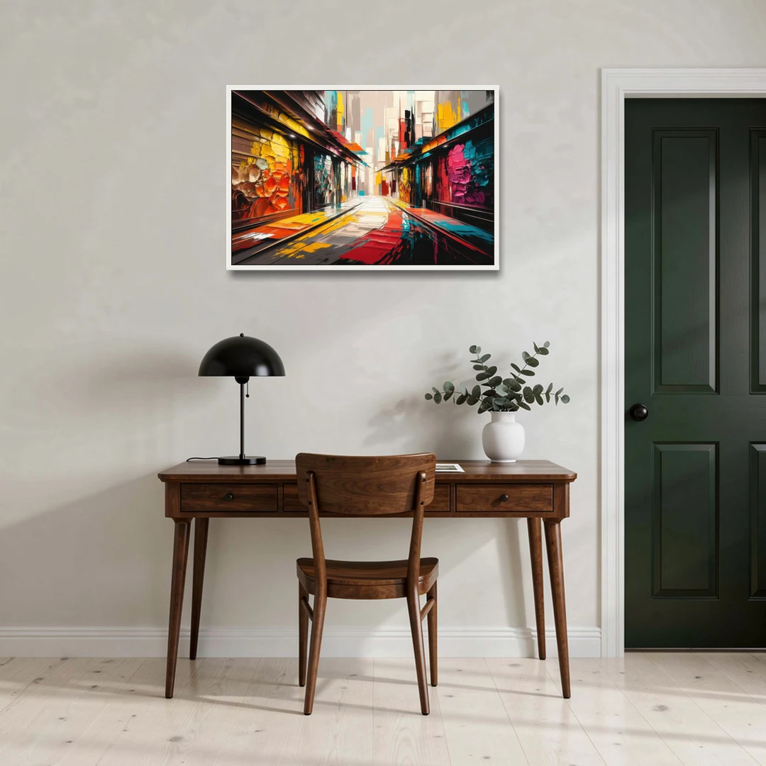 Ashland Street Art Vibes - White Framed Canvas Wall Art - Office - 36x24
