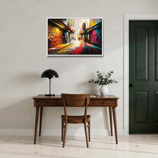 Ashland Street Art Vibes - White Framed Canvas Wall Art - Office - 36x24