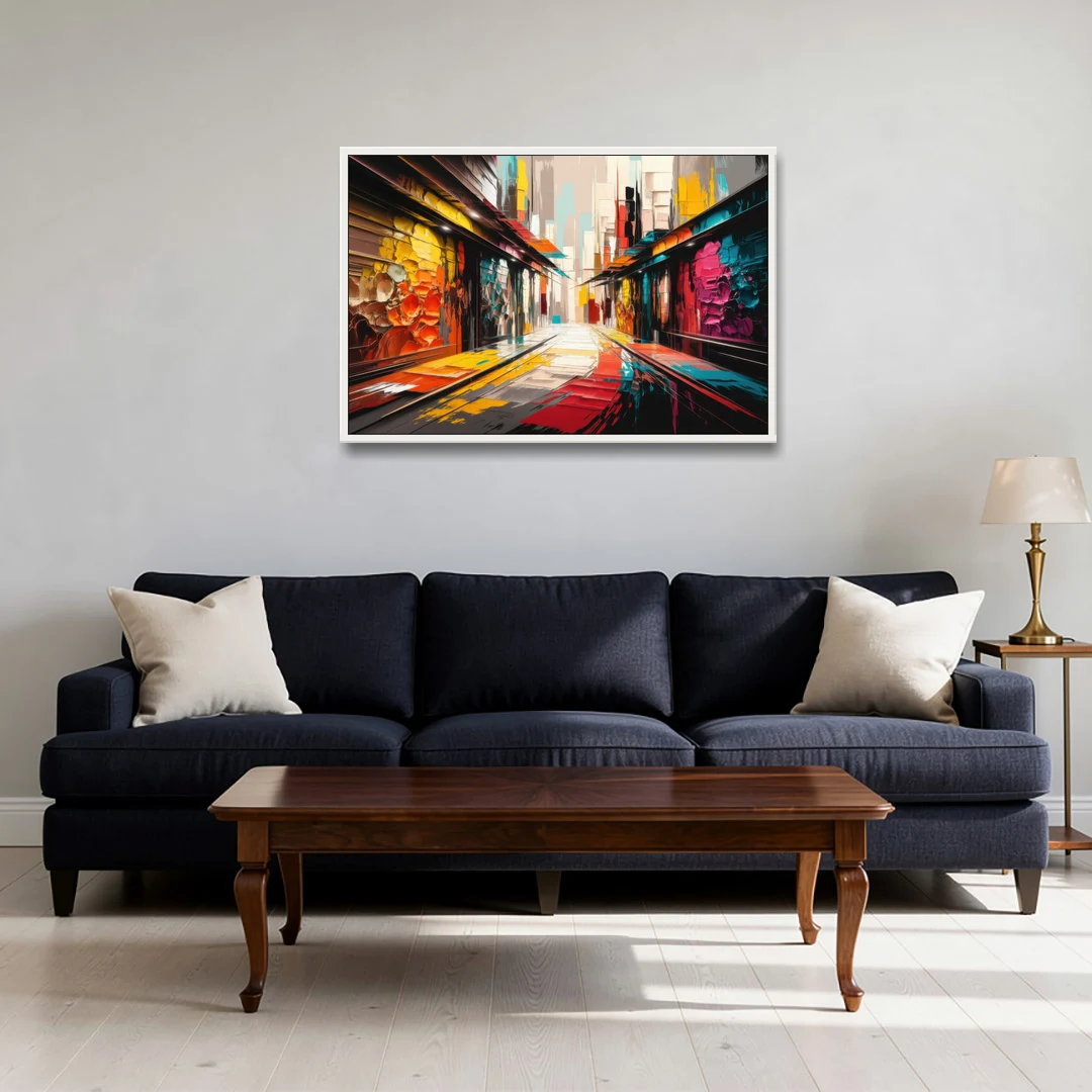 Ashland Street Art Vibes - White Framed Canvas Wall Art - Sofa - 36x24