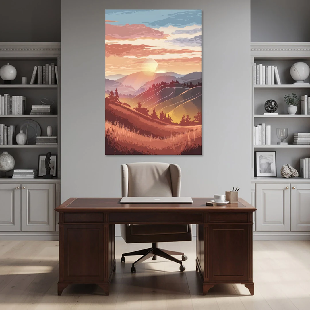 Ashland Sunrise Over Hills - Canvas Wall Art - Office - 40x60
