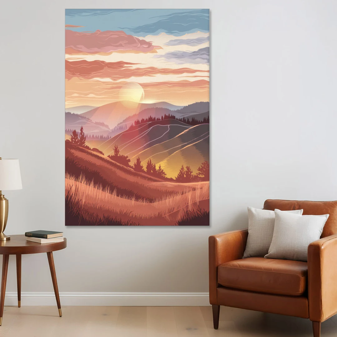 Ashland Sunrise Over Hills - Canvas Wall Art - Sofa - 40x60