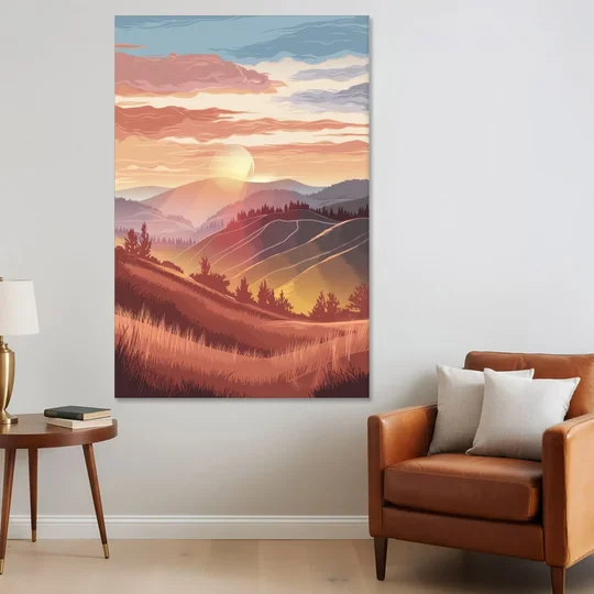 Ashland Sunrise Over Hills - Canvas Wall Art - Sofa - 40x60