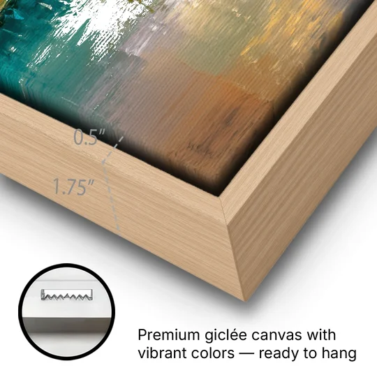 Ashland Sunset Horizon - Oak Framed Canvas Wall Art - Gallery Wrap Corner