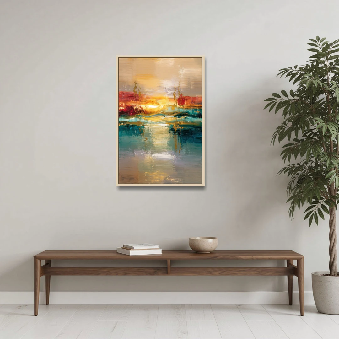Ashland Sunset Horizon - Oak Framed Canvas Wall Art - Coffee Table - 24x36