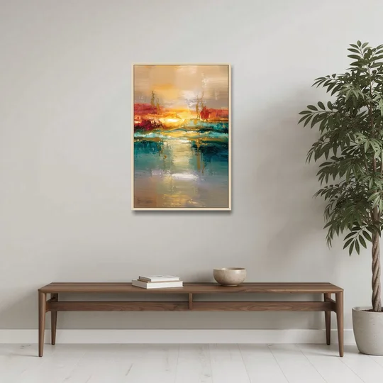 Ashland Sunset Horizon - Oak Framed Canvas Wall Art - Coffee Table - 24x36