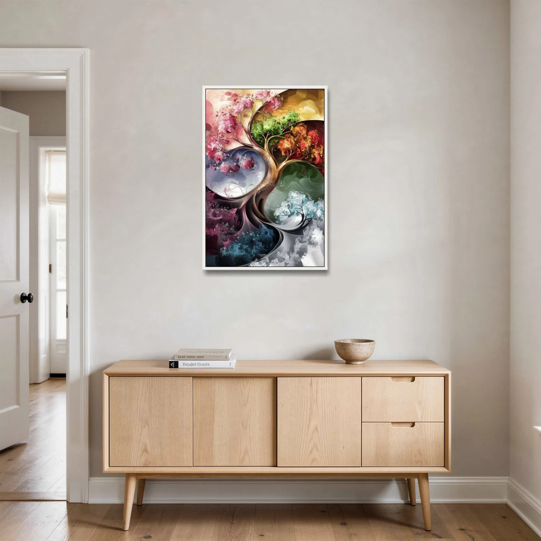 Ashland Vibrant Seasons - White Framed Canvas Wall Art - Coffee Table - 24x36