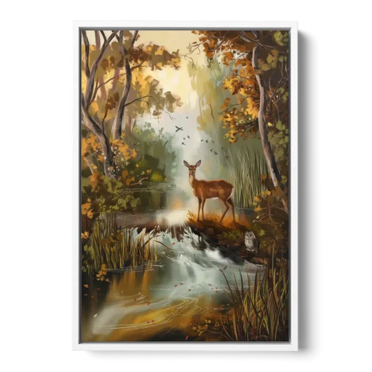 Ashland Wildlife Sanctuary - White Framed Canvas Wall Art - Front