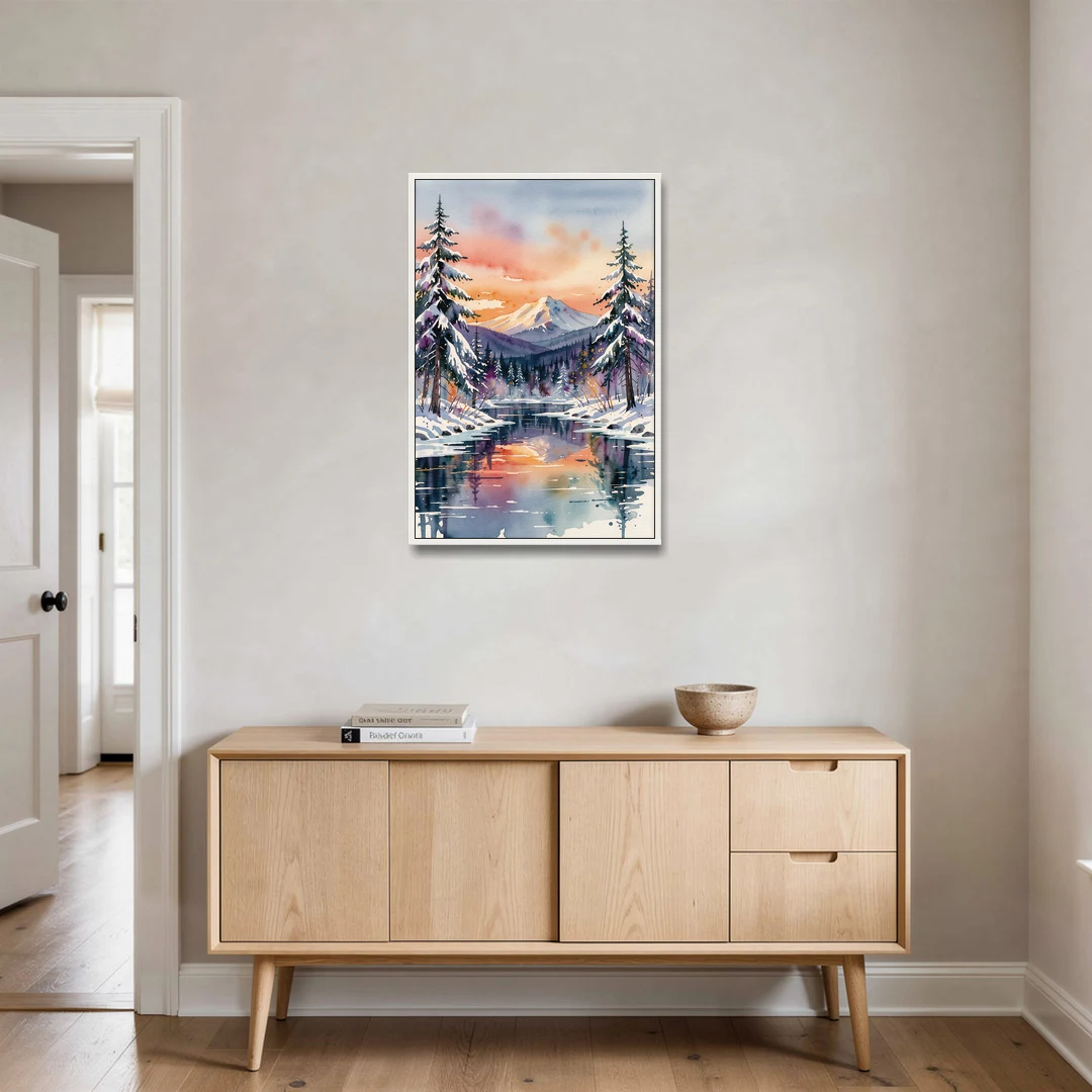 Ashland Winter Wonderland - White Framed Canvas Wall Art - Coffee Table - 24x36