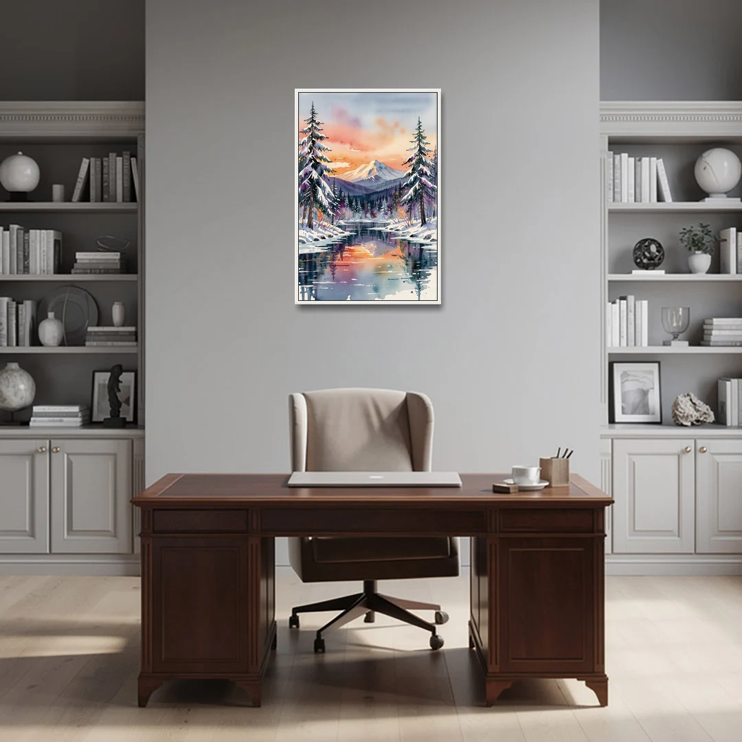 Ashland Winter Wonderland - White Framed Canvas Wall Art - Office - 24x36