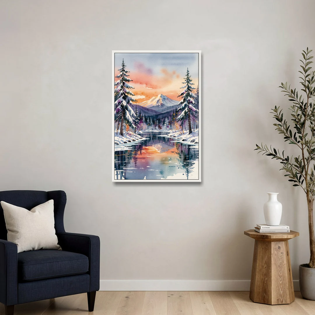 Ashland Winter Wonderland - White Framed Canvas Wall Art - Sofa - 24x36