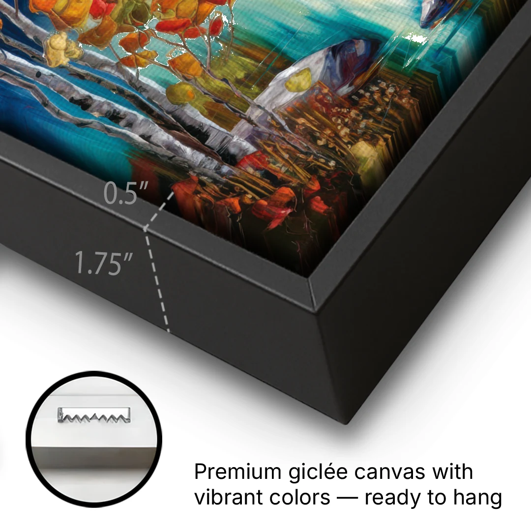 Aspen Alpine Serenity - Black Framed Canvas Wall Art - Gallery Wrap Corner