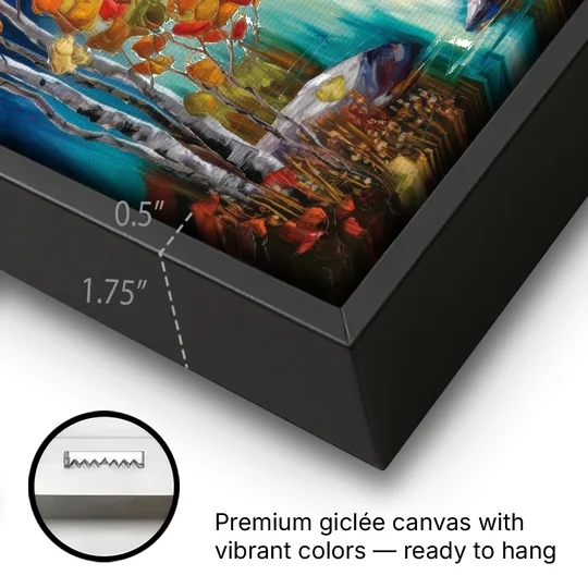 Aspen Alpine Serenity - Black Framed Canvas Wall Art - Gallery Wrap Corner