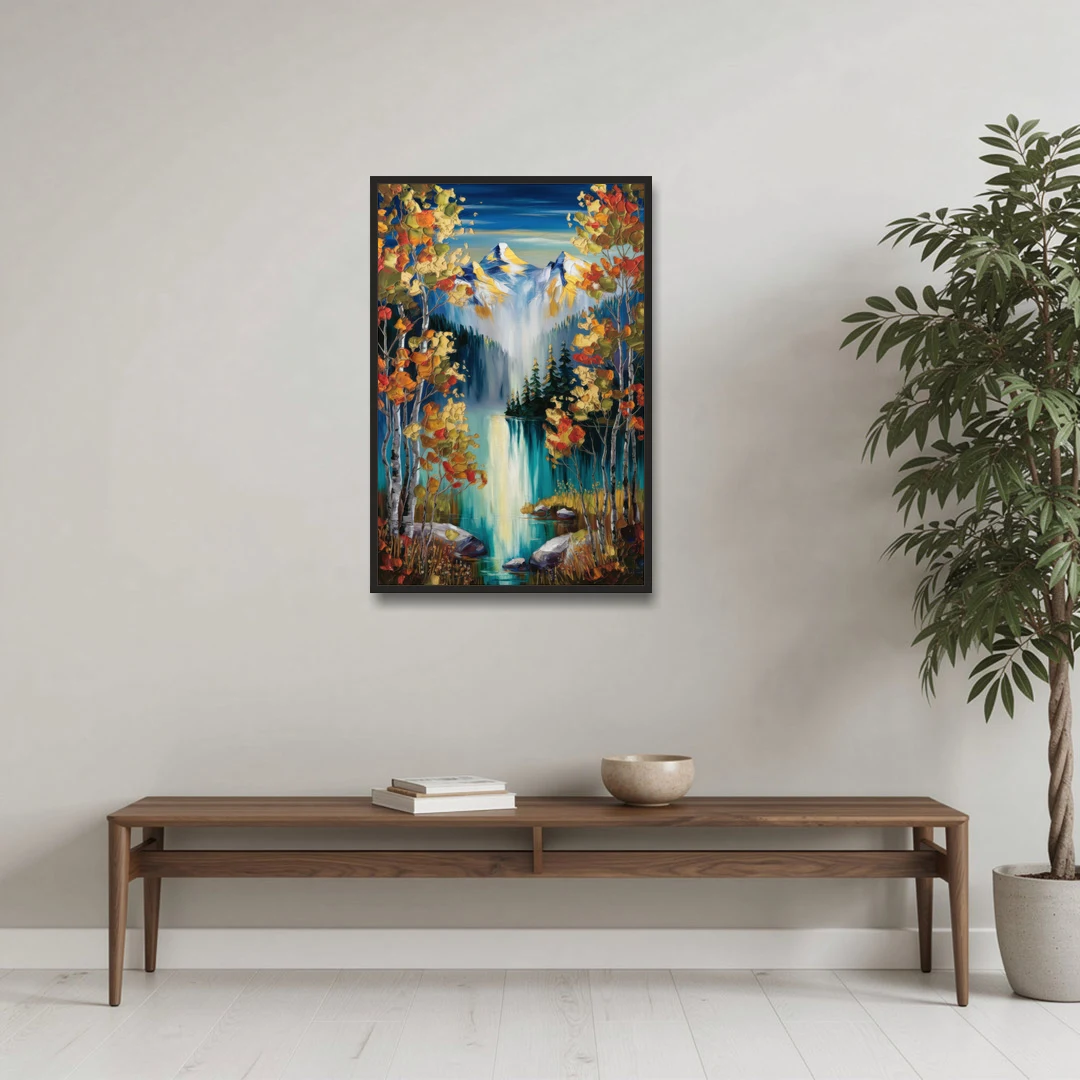 Aspen Alpine Serenity - Black Framed Canvas Wall Art - Coffee Table - 24x36