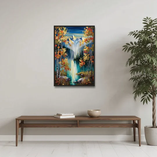 Aspen Alpine Serenity - Black Framed Canvas Wall Art - Coffee Table - 24x36