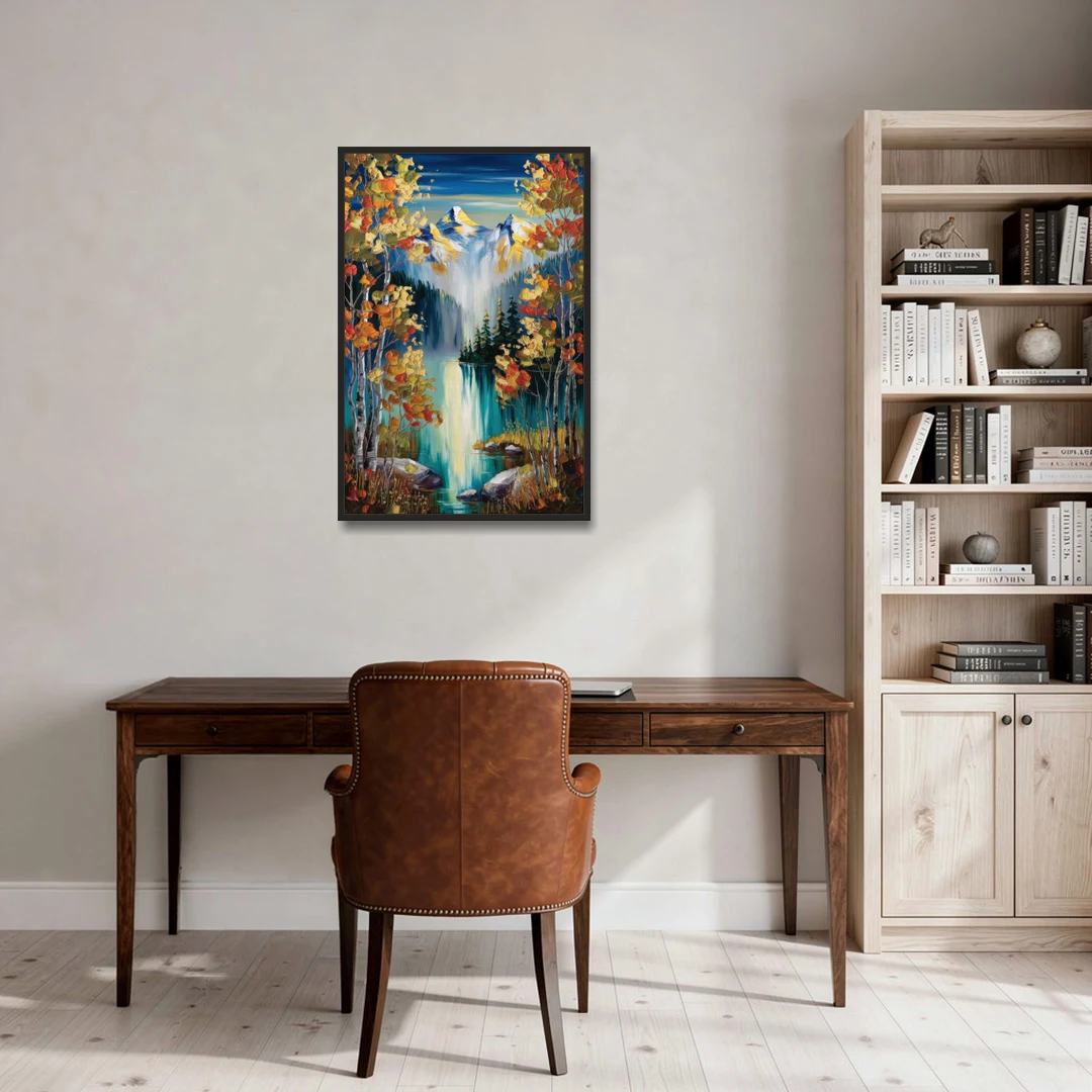 Aspen Alpine Serenity - Black Framed Canvas Wall Art - Office - 24x36