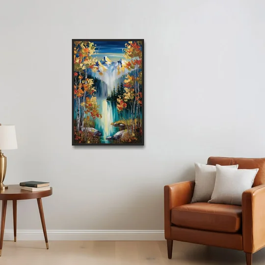 Aspen Alpine Serenity - Black Framed Canvas Wall Art - Sofa - 24x36