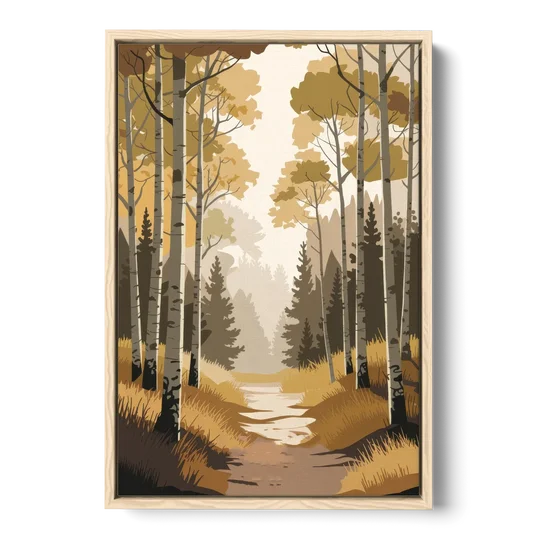 Aspen Dreamy Forest - Oak Framed Canvas Wall Art - Front