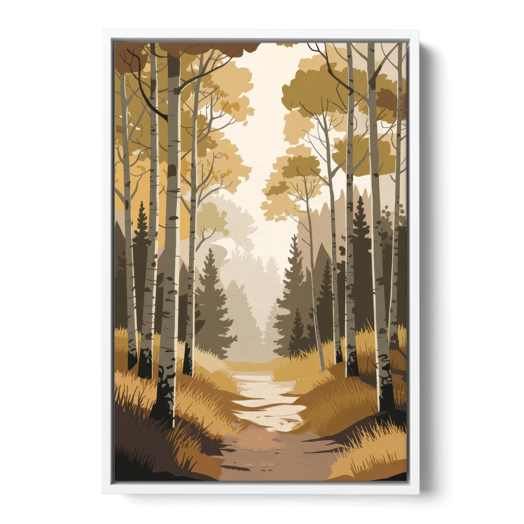 Aspen Dreamy Forest - White Framed Canvas Wall Art - Front